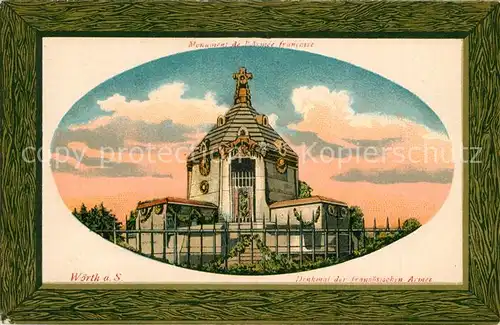 AK / Ansichtskarte Woerth_Sauer Monument de l Armee francaise Denkmal der franzoesischen Armee Litho Bilderrahmen Woerth Sauer