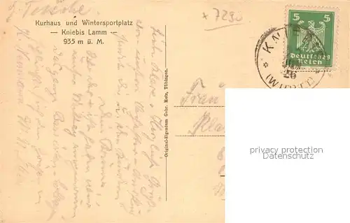 AK / Ansichtskarte Lamm_Kniebis Kurhaus Wintersportplatz Schwarzwald Fliegeraufnahme Lamm Kniebis