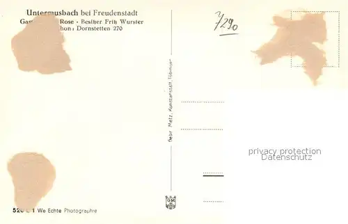 AK / Ansichtskarte Untermusbach_Freudenstadt Gasthaus zur Rose Landschaftspanorama Untermusbach_Freudenstadt