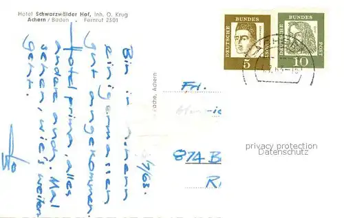 AK / Ansichtskarte Achern_Baden Hotel Schwarzwaelder Hof Restaurant Achern_Baden