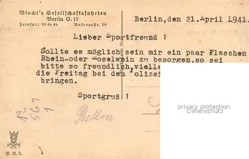 AK / Ansichtskarte Berlin Blocki s Gesellschaftsfahrten Berlin O. 17 Portrait Berlin