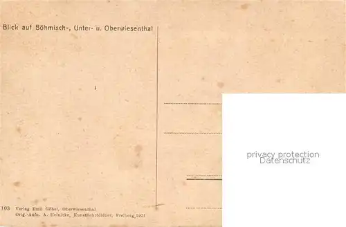 AK / Ansichtskarte Oberwiesenthal_Erzgebirge Panorama Boehmisch Wiesenthal Unterwiesenthal Oberwiesenthal Erzgebirge