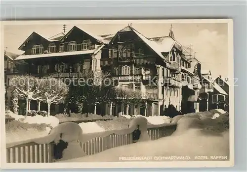 AK / Ansichtskarte Freudenstadt Hotel Rappen Kurort Wintersportplatz im Schwarzwald im Winter Freudenstadt