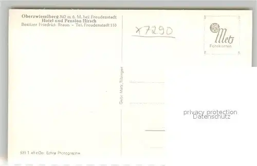 AK / Ansichtskarte Oberzwieselberg Hotel Pension Hirsch Ansicht vom Waldrand aus Schwarzwald 