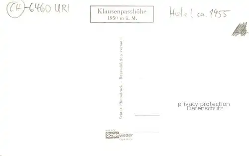 AK / Ansichtskarte Klausenpasshoehe Hotel mit Schaechental und Urirotstock Klausenpasshoehe