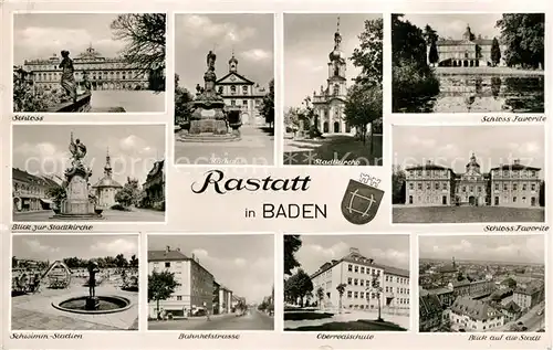 AK / Ansichtskarte Rastatt Schloss Favorite Rathaus Bahnhofstrasse Schwimmbad Rastatt