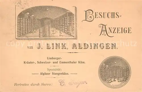 AK / Ansichtskarte Aldingen Besuchsanzeige Limburger  Kraeuter  Schweizer  Emmenthaler Kaese  Aldingen