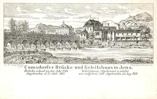 AK / Ansichtskarte Jena_Thueringen Camsdorfer Bruecke Geleitshaus Kuenstlerkarte M. Hunger Jena Thueringen