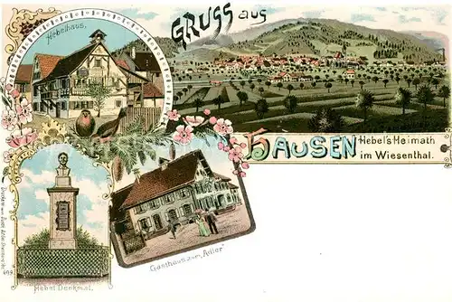 AK / Ansichtskarte Hausen_Wiesental Hebelhaus Denkmal Gasthaus Adler Hausen Wiesental
