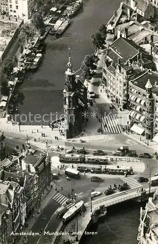 AK / Ansichtskarte Amsterdam_Niederlande Muntplein met toren Strassenbahn Amsterdam_Niederlande