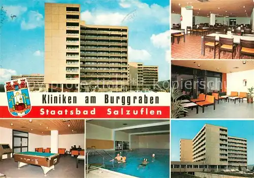 AK / Ansichtskarte Bad_Salzuflen Kliniken am Burggraben Billiard Schwimmbad Bad_Salzuflen