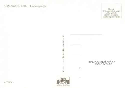 AK / Ansichtskarte Trachten_Schweiz Appenzell  Trachten Schweiz