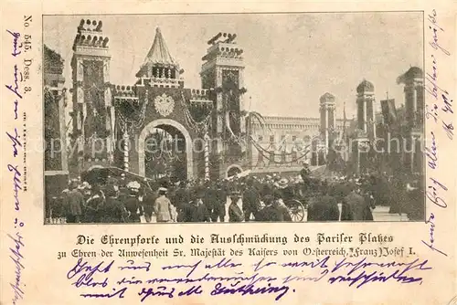 AK / Ansichtskarte Berlin Ehrenpforte und Ausschmueckung Pariser Platz zu Ehren Sr. Majestaet des Kaisers Franz Josef I Berlin