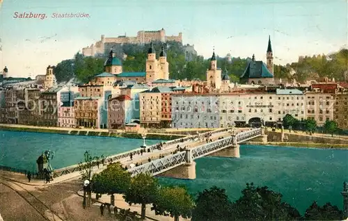 AK / Ansichtskarte Salzburg_Oesterreich Staatsbruecke Festung Hohensalzburg Salzburg_Oesterreich