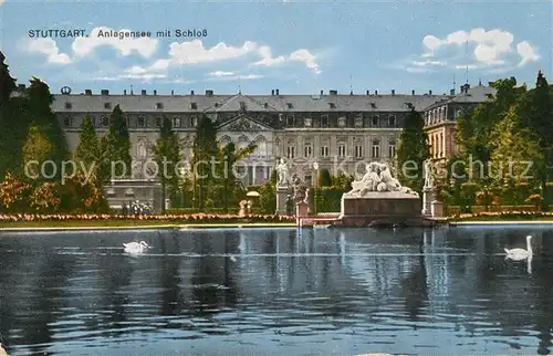 AK / Ansichtskarte Stuttgart Anlagensee mit Schloss Stuttgart