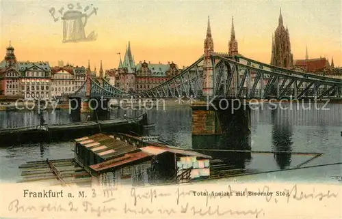 AK / Ansichtskarte Frankfurt_Main Bootshaeuser Eiserner Steg Mainbruecke Dom Ideal Postkarte No. 15 Frankfurt Main