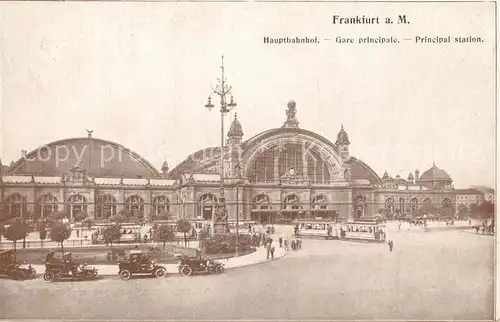 AK / Ansichtskarte Frankfurt_Main Hauptbahnhof Automobile Strassenbahn Frankfurt Main
