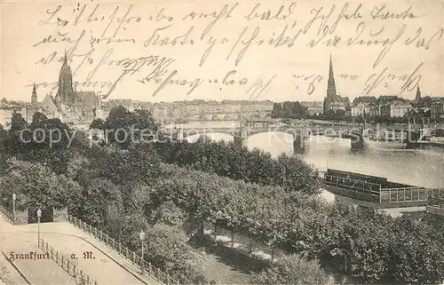 AK / Ansichtskarte Frankfurt_Main Stadtpanorama mit Mainbruecke und Dom Frankfurt Main