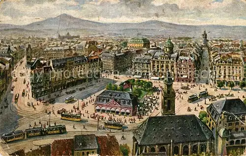 AK / Ansichtskarte Frankfurt_Main Hauptwache Schillerplatz nach oelgemaelde Kuenstlerkarte Frankfurt Main