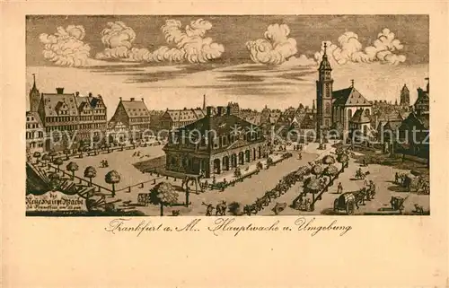 AK / Ansichtskarte Frankfurt_Main Hauptwache und Umgebung Kuenstlerkarte Frankfurt Main
