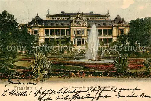 AK / Ansichtskarte Frankfurt_Main Palmengarten Fontaene Gesellschaftshaus Frankfurt Main