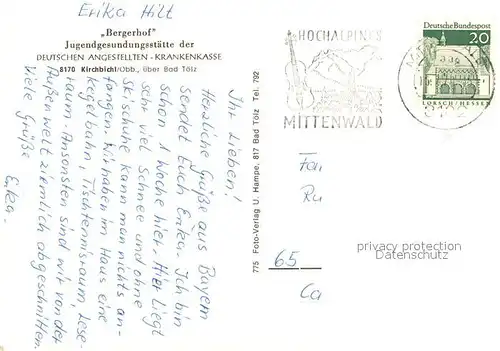 AK / Ansichtskarte Kirchbichl_Bad_Toelz Bergerhof Jugendbildungsstaette der DAK Kirchbichl_Bad_Toelz