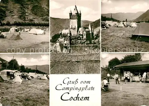 AK / Ansichtskarte Cochem_Mosel Campingplatz Details Schloss Cochem Mosel