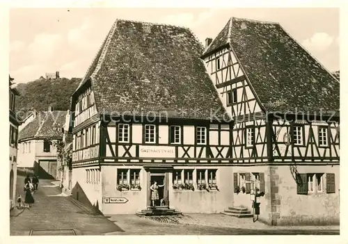 AK / Ansichtskarte Hambach_Neustadt Altes Gasthaus Engel mit Hambacher Schloss Hambach_Neustadt