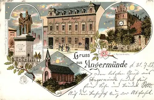 AK / Ansichtskarte Angermuende Kaiserl. Postamt Katholische Kirche Angermuende