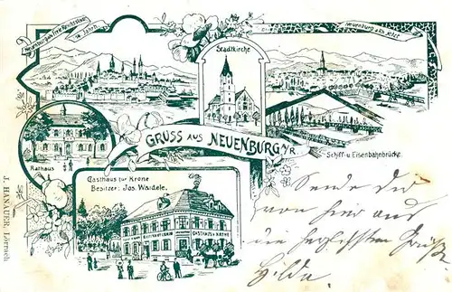 AK / Ansichtskarte Neuenburg_Rhein Stadtkirche Gasthaus Krone Rathaus Neuenburg Rhein
