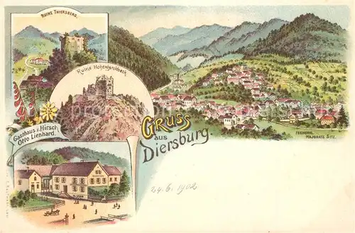 AK / Ansichtskarte Diersburg Gasthaus Hirsch Ruine Hohengeroldseck Diersburg