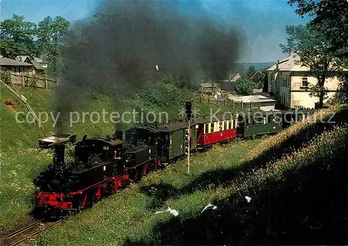 AK / Ansichtskarte Lokomotive Schmalspurdampflokomotiven 99 574 und 99 586 Oberwiesenthal Lokomotive