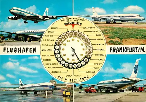 AK / Ansichtskarte Flughafen_Airport_Aeroporto Frankfurt am Main Weltzeituhr Pan American Air France  Flughafen_Airport