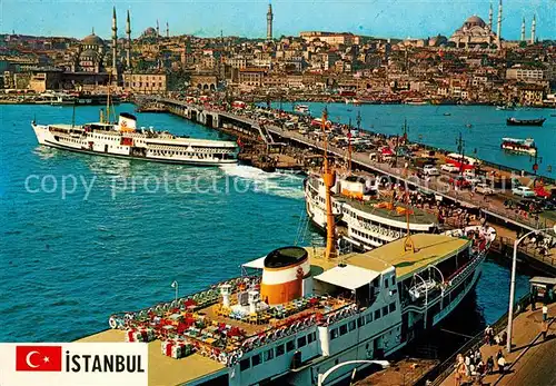 AK / Ansichtskarte Schiffe_Ships_Navires Istanbul Galata Bruecke Neue Moschee Sueleymaniye  Schiffe_Ships_Navires