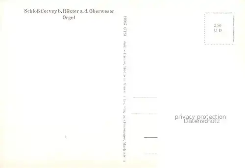 AK / Ansichtskarte Hoexter_Weser Schloss Corvey Orgel Hoexter Weser