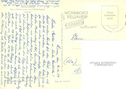 AK / Ansichtskarte Riesa_Sachsen Neue Elbbruecke Dampfer Riesa Riesa Sachsen