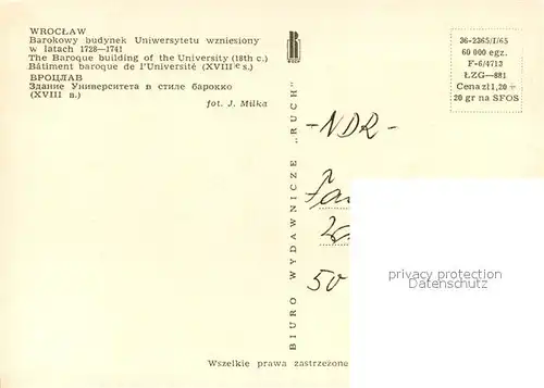 AK / Ansichtskarte Wroclaw University Wroclaw