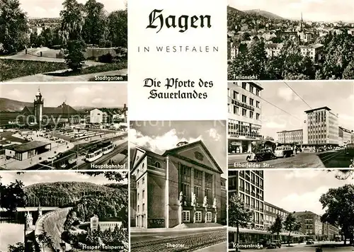 AK / Ansichtskarte Hagen_Westfalen Hauptbahnhof Elberfelder Str. Koernerstrasse Hagen_Westfalen