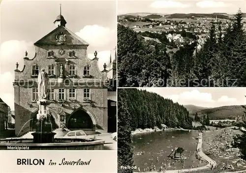 AK / Ansichtskarte Brilon Marktplatz Freibad Brilon