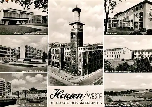 AK / Ansichtskarte Hagen_Westfalen Rathaus Jugendherberge Industrie  Handelskammer Hagen_Westfalen