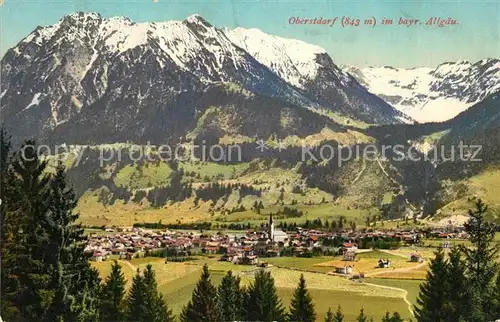 AK / Ansichtskarte Oberstdorf Gesamtansicht mit Alpenpanorama Bayerisches Allgaeu Photochromiekarte No. 12681 Oberstdorf