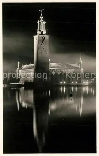 AK / Ansichtskarte Stockholm Stadthaus bei Nacht Stockholm