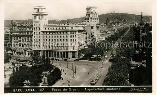 AK / Ansichtskarte Barcelona_Cataluna Paseo de Gracia Strassenbahn Barcelona Cataluna