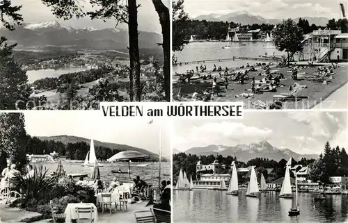 AK / Ansichtskarte Velden_Woerthersee Strand Segelboote  Velden Woerthersee