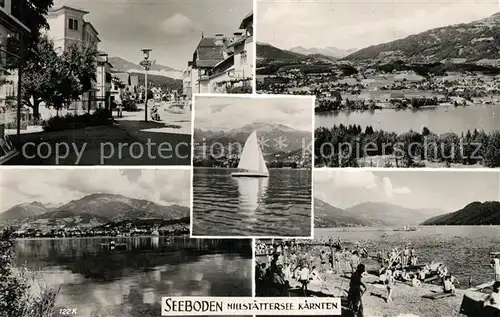 AK / Ansichtskarte Seeboden_Kaernten Strand See Segelboot Seeboden Kaernten