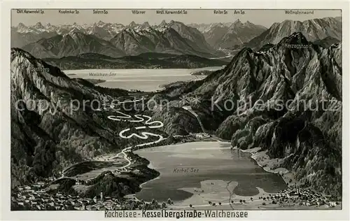AK / Ansichtskarte Walchensee Kochelsee Alpen Panoramakarte Walchensee