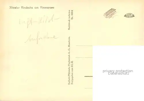 AK / Ansichtskarte Andechs Kloster Andechs Fliegeraufnahme Andechs