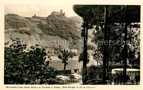 AK / Ansichtskarte Bernkastel Kues Terrasse Hotel Drei Koenige Ruine Landshut Mosel Bernkastel Kues