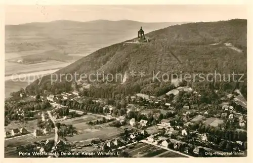 AK / Ansichtskarte Porta_Westfalica Fliegeraufnahme Denkmal Kaiser Wilhelm  Porta_Westfalica