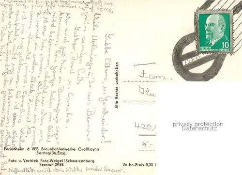 AK / Ansichtskarte Bermsgruen Ferienheim der Braunkohlewerke Grosskayna Bermsgruen